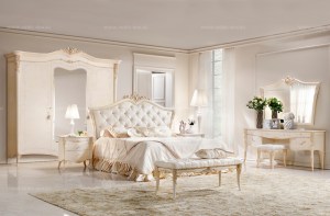 Белая итальянская спальня Vittoria 5, кровать с мягким изголовьем, пр-во Antonelli Moravio купить в спб интернет магазине