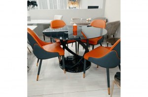 Современный круглый стеклянный стол с черной столешницей(F-1206	)– купить в интернет-магазине ЦЕНТР мебели РИМ