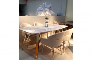 Современный прямоугольный стол под белый мрамор(F-1194)– купить в интернет-магазине ЦЕНТР мебели РИМ