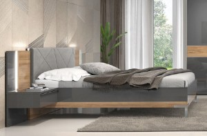 Кровать современная с двумя тумбочками на панели(ONYX 160*200 KR160-ON)– купить в интернет-магазине ЦЕНТР мебели РИМ