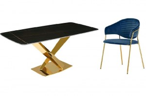 Современный прямоугольный  стол керамика черный мрамор цвет180 см(DT-2883	) -купить в интернет магазине Центр мебели Рим 