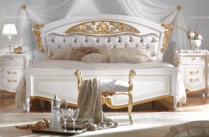Итальянская кровать с мягким изголовьем La Fenice laccato мебель casa+39 арт1302